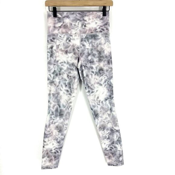 Athleta Pants - Athleta Salutation Stash Tight Size Small Womens Gray Floral Print High Rise